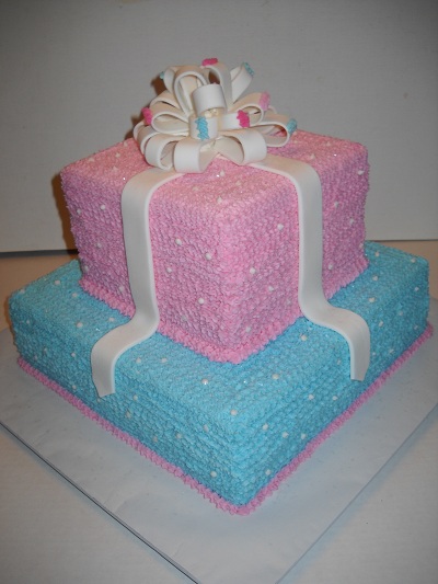 Pink and Blue Baby Tiered Cake
